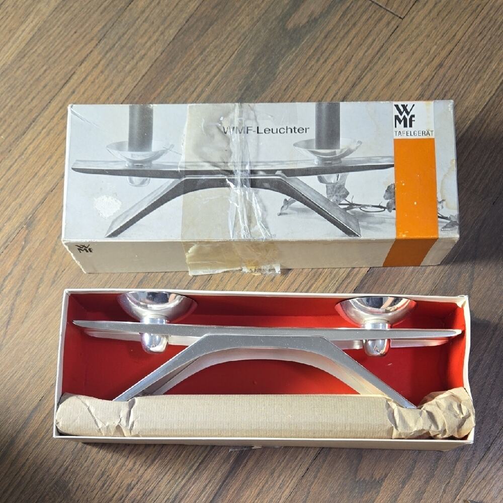 MCM WMF Ikora Kurt Radtke Silver Candle Holder With Taper Candles